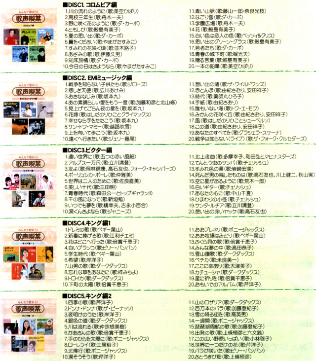 みんな歌おう歌声喫茶_収録曲