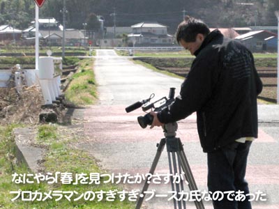 なにやら「春」を見つけたか？さすが、プロカメラマンのすぎすぎ・ブースカ氏なの
